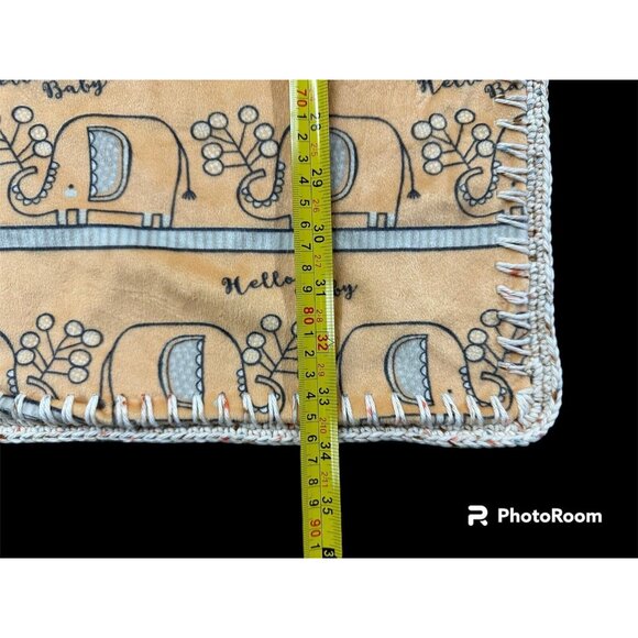 Baby Blanket Elephants Stars Handmade Orange Gray Gender Neutral Soft 27 X 34 - Picture 10 of 11